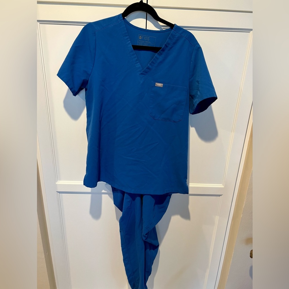 2 Full Sets of Royal Blue FIGS Scrubs - Size Large